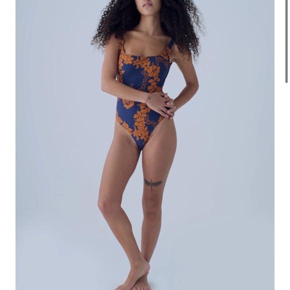 Nu Swim Other - NU SWIM Navy & Rust Floral One-Piece Swimsuit
